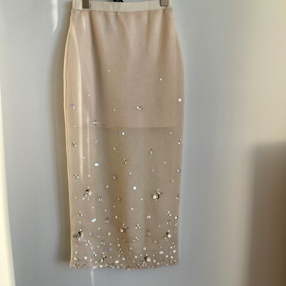 NWT J. Crew Collection sand sheer sweater-skirt with sequins SZ XXS - Picture 6 of 8